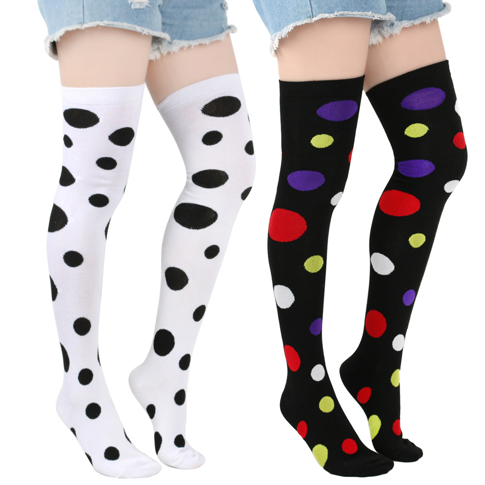 Womens Fashion Colorful Polka Dot Over-the-Knee Socks